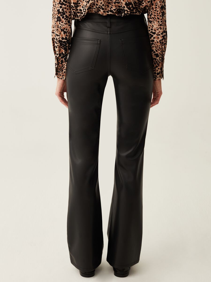 Glossy-effect bootcut-fit trousers_2