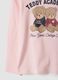 Pink pure organic cotton teddy print T-shirt for girls_3