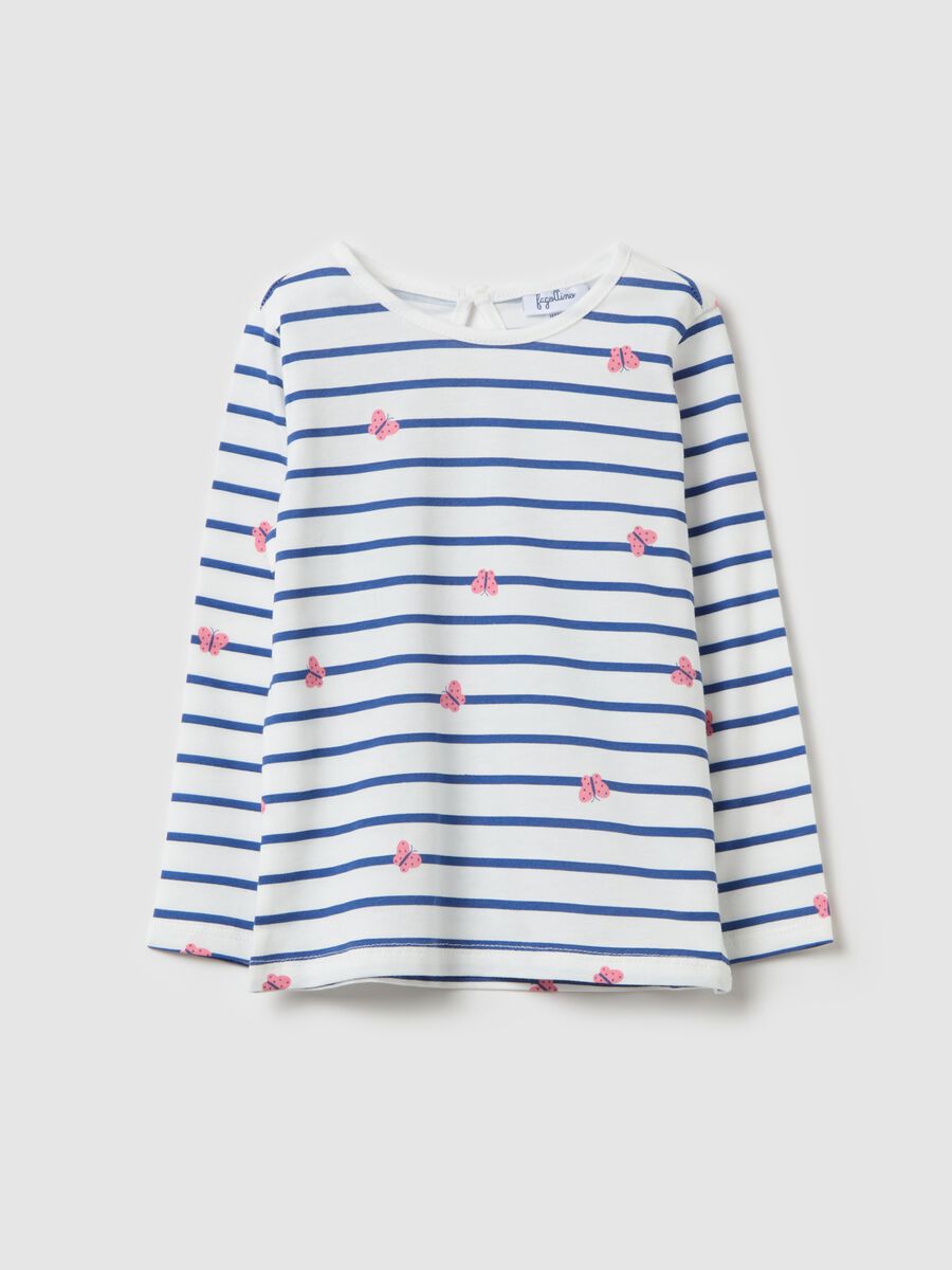 Cotton T-shirt with print and long sleeves_0