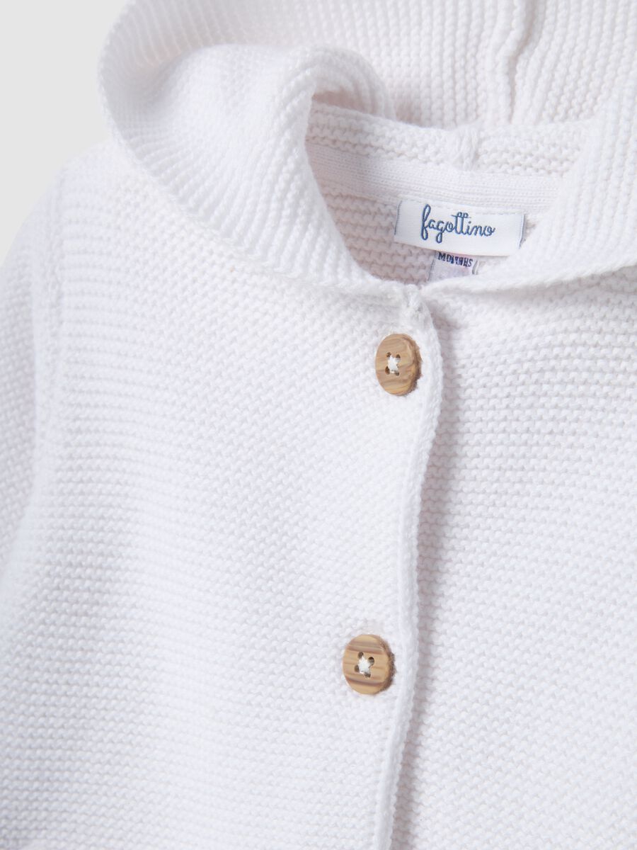 White pure cotton hoodie cardigan for infants regular fit_2