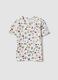 Camiseta blanca de algod&oacute;n el&aacute;stico con estampado floral, corte regular_4