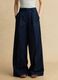 Wide-leg blue denim pure cotton trousers_1