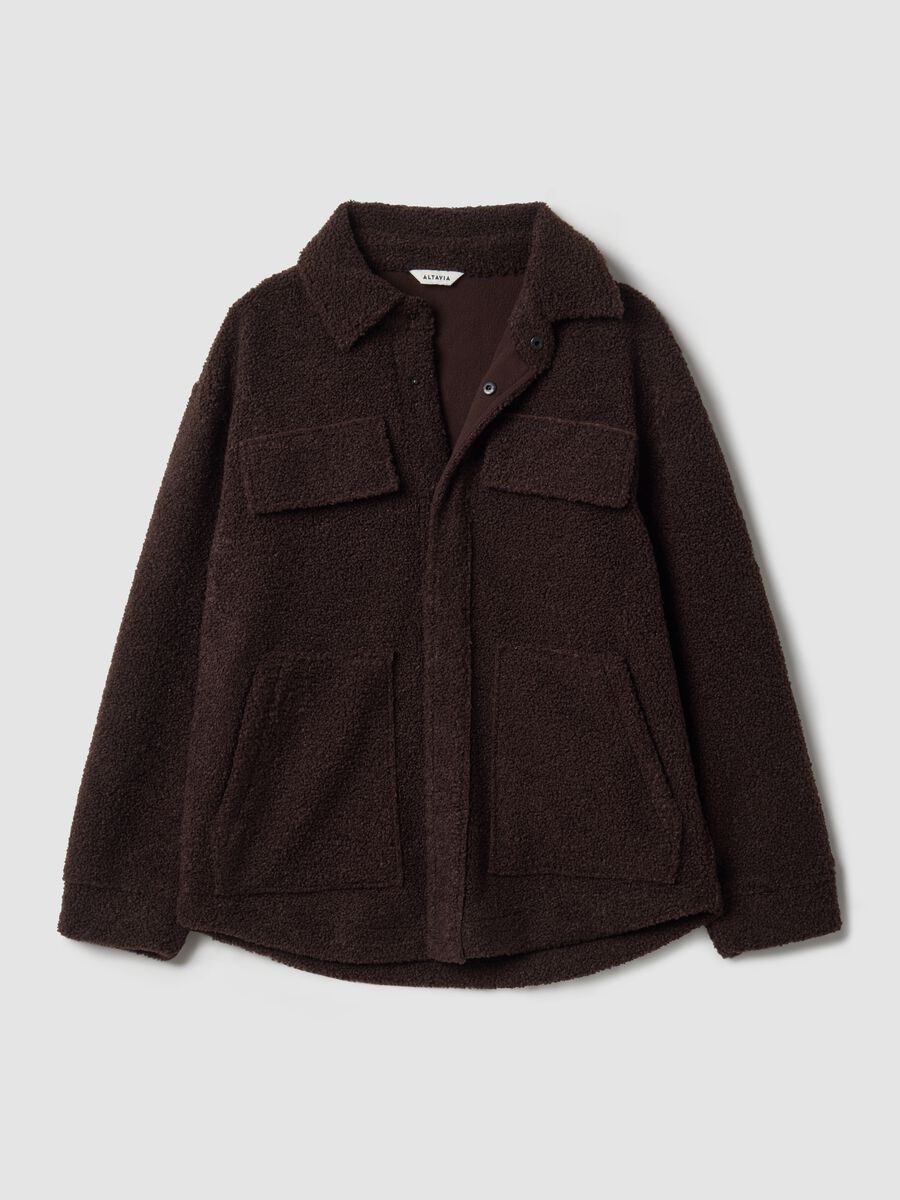 Brown sherpa shacket with buttons, relaxed fit &ndash; ALTAVIA STUDIO_6