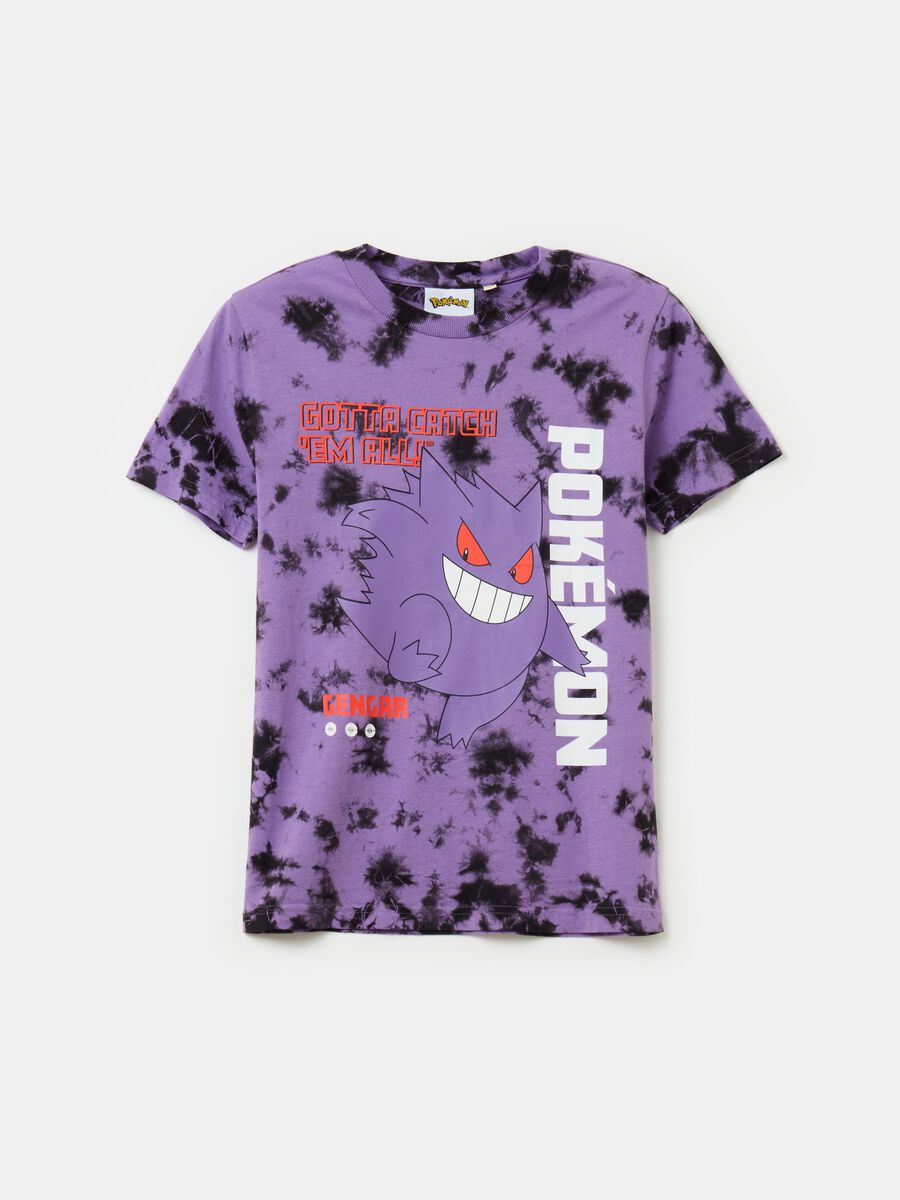 Tie-dye T-shirt with Pokémon Gengar print_0