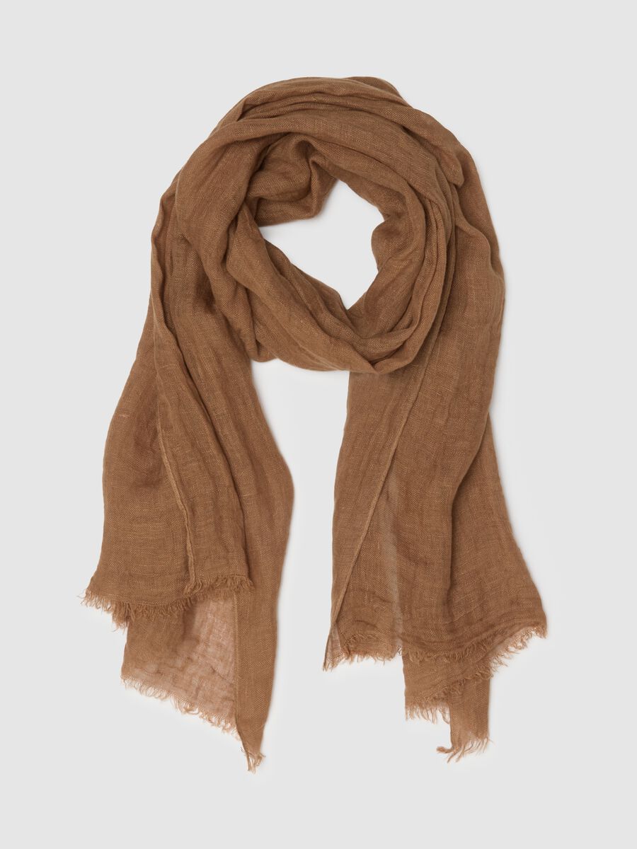 Pure Brown Linen Scarf_0