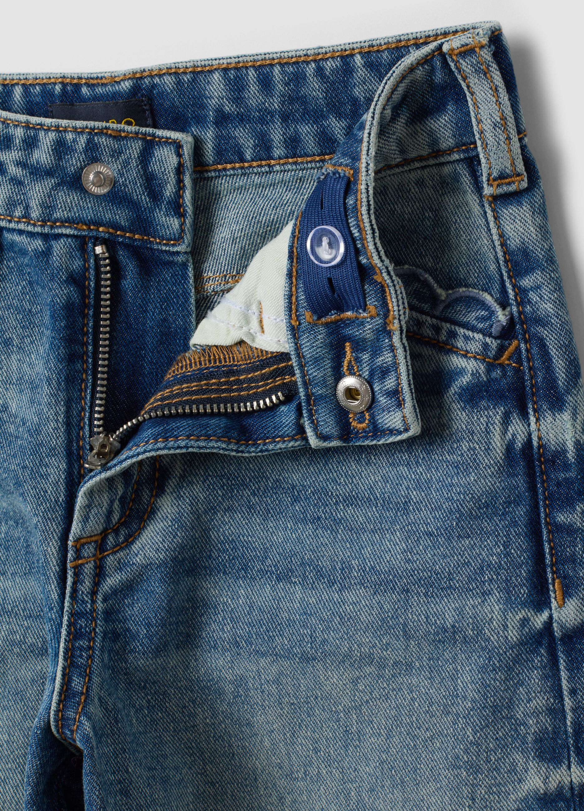 Blue pure cotton straight-fit jeans with belt loops for girls