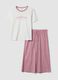 Pink and white organic cotton pyjamas with cropped trousers_4