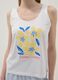 White organic cotton pyjama vest, regular fit, with floral print_3