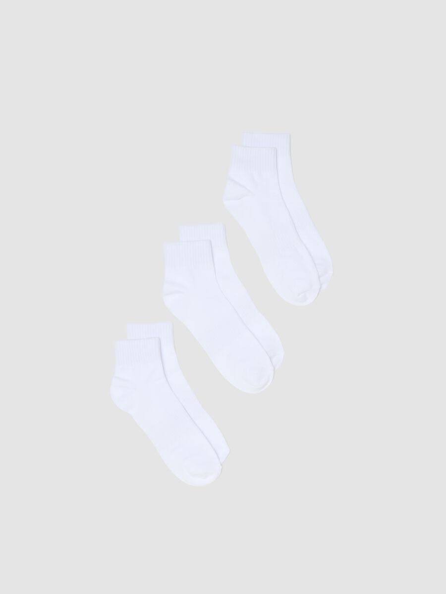 White Cotton Blend Ankle Sport Socks Tripack_0