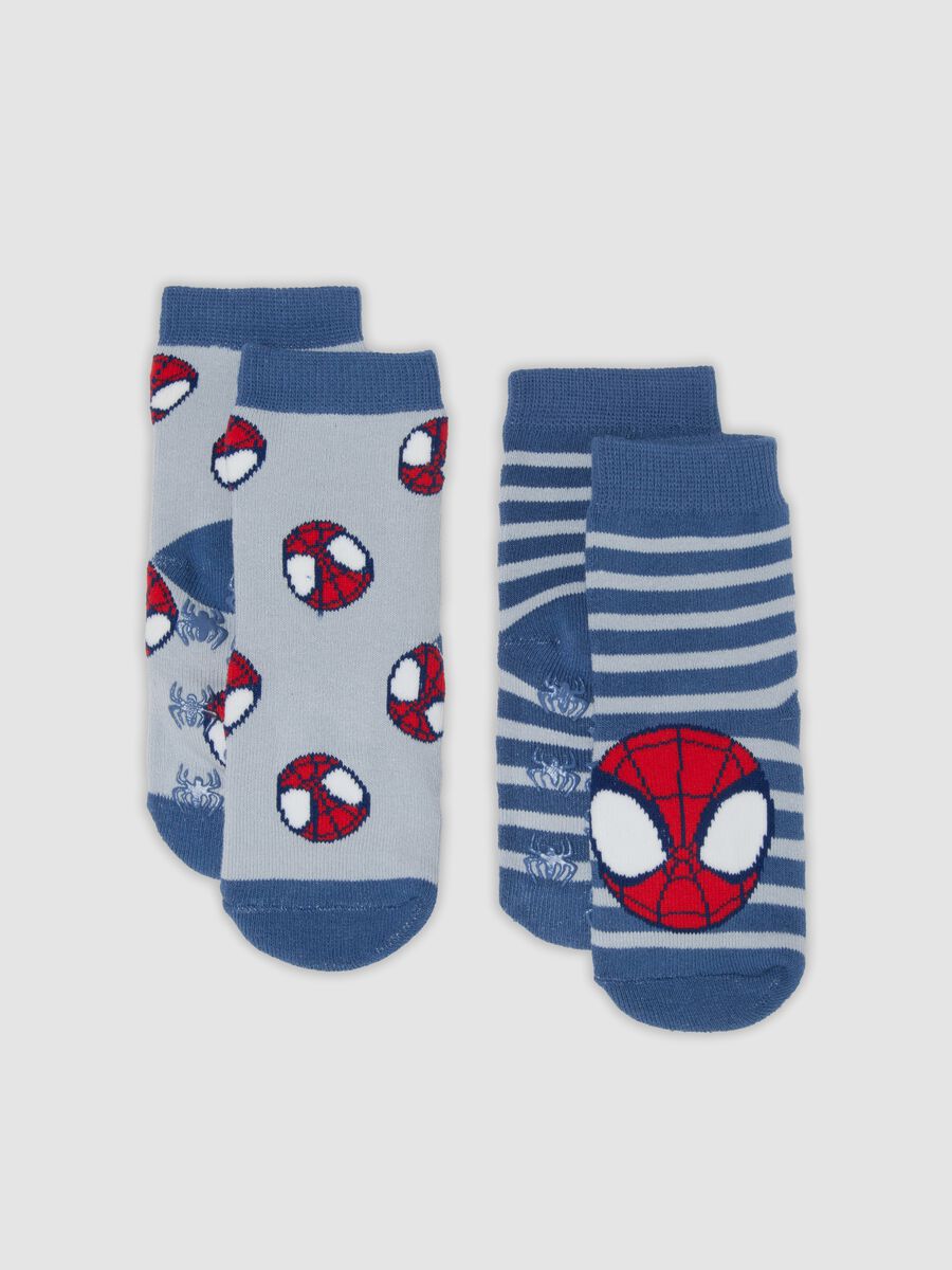 2er-Pack rutschfeste blaue Socken aus Bio-Baumwolle mit Spidey-Print_0