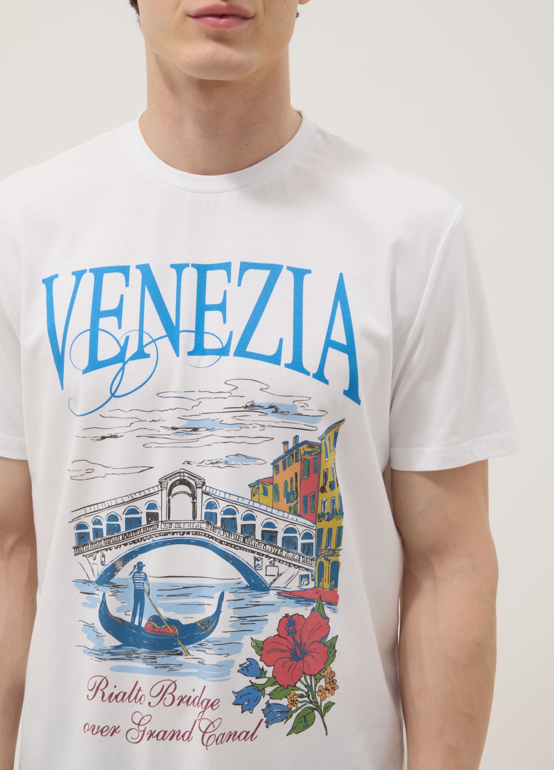 Wei&szlig;es T-Shirt aus 100% Baumwolle mit Grafikprint, Regular Fit