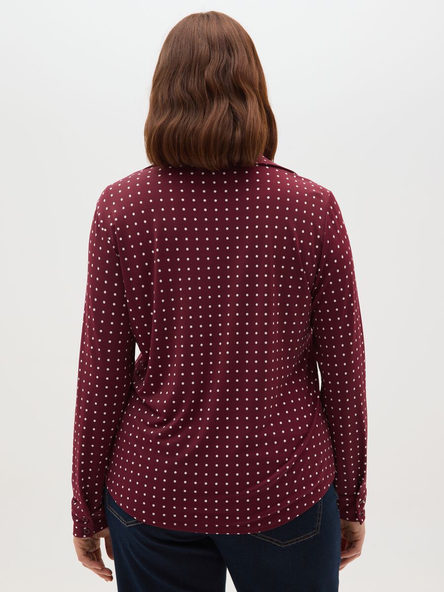 Burgundy Long Sleeve T-Shirt with Collar_2