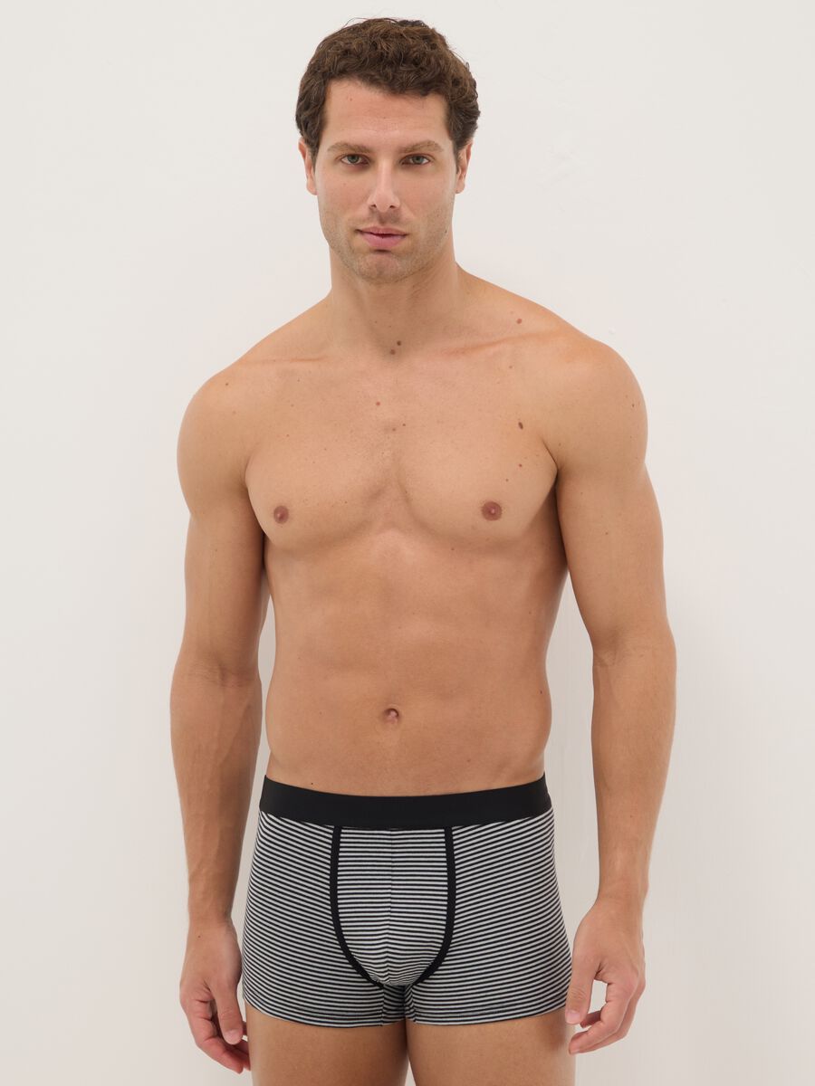 Multipack of multicoloured boxer shorts in stretch cotton regular fit_0