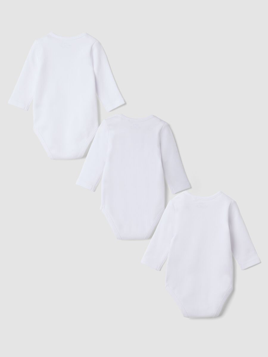 Tripack di body bianchi in puro cotone organico girocollo_1