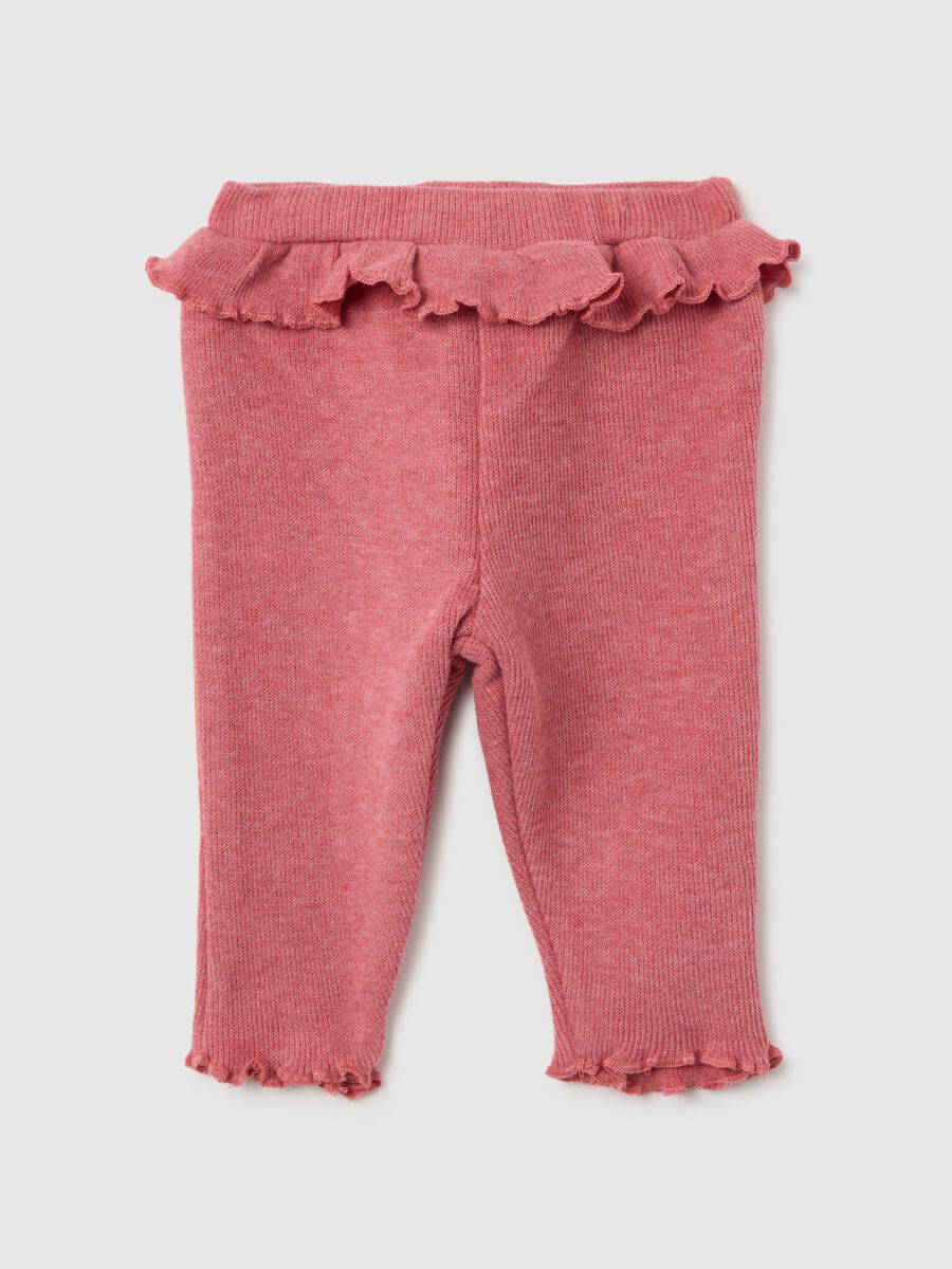 Baby Girl Pink Cotton Slim Fit Leggings_0
