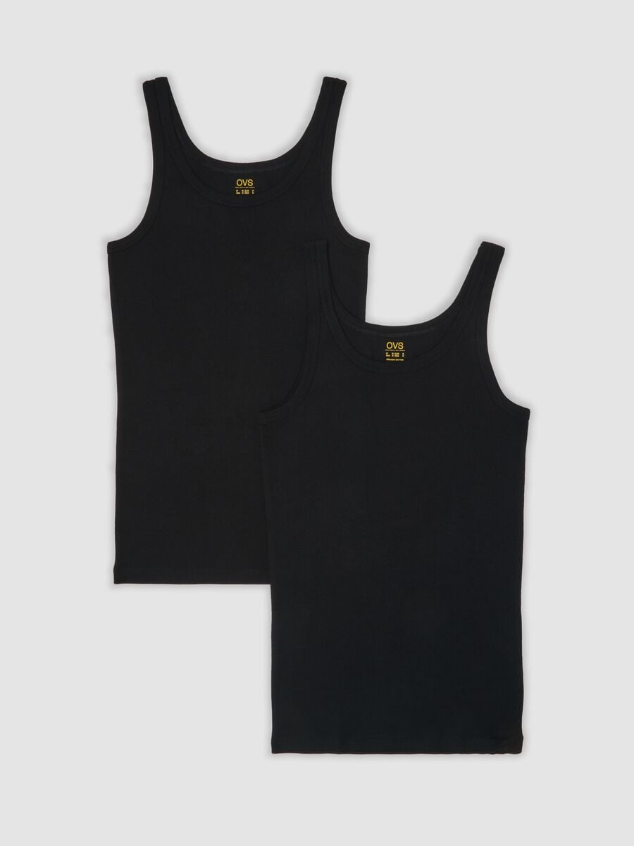 2er-Pack schwarze Tanktops aus reiner Bio-Baumwolle mit Rundhalsausschnitt_0
