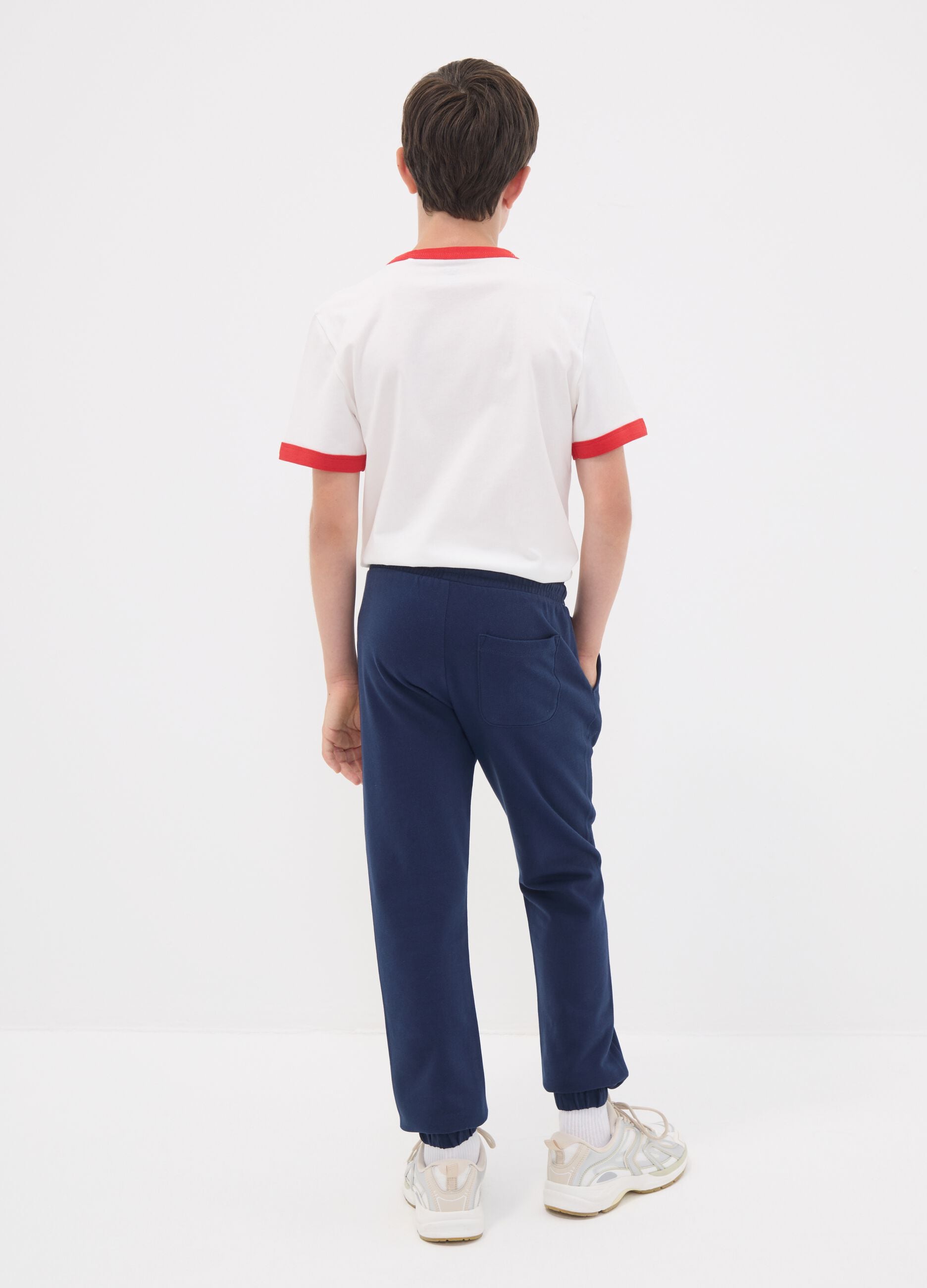 Blue pure cotton jogger trousers with print for boys