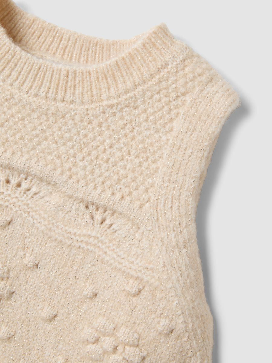 Gilet bianco in maglia con motivo in rilievo per bimba_3
