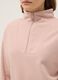 Regular fit pink cotton blend sweatshirt with half zip and high collar_3