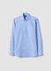 Blue slim-fit cotton-blend shirt_4