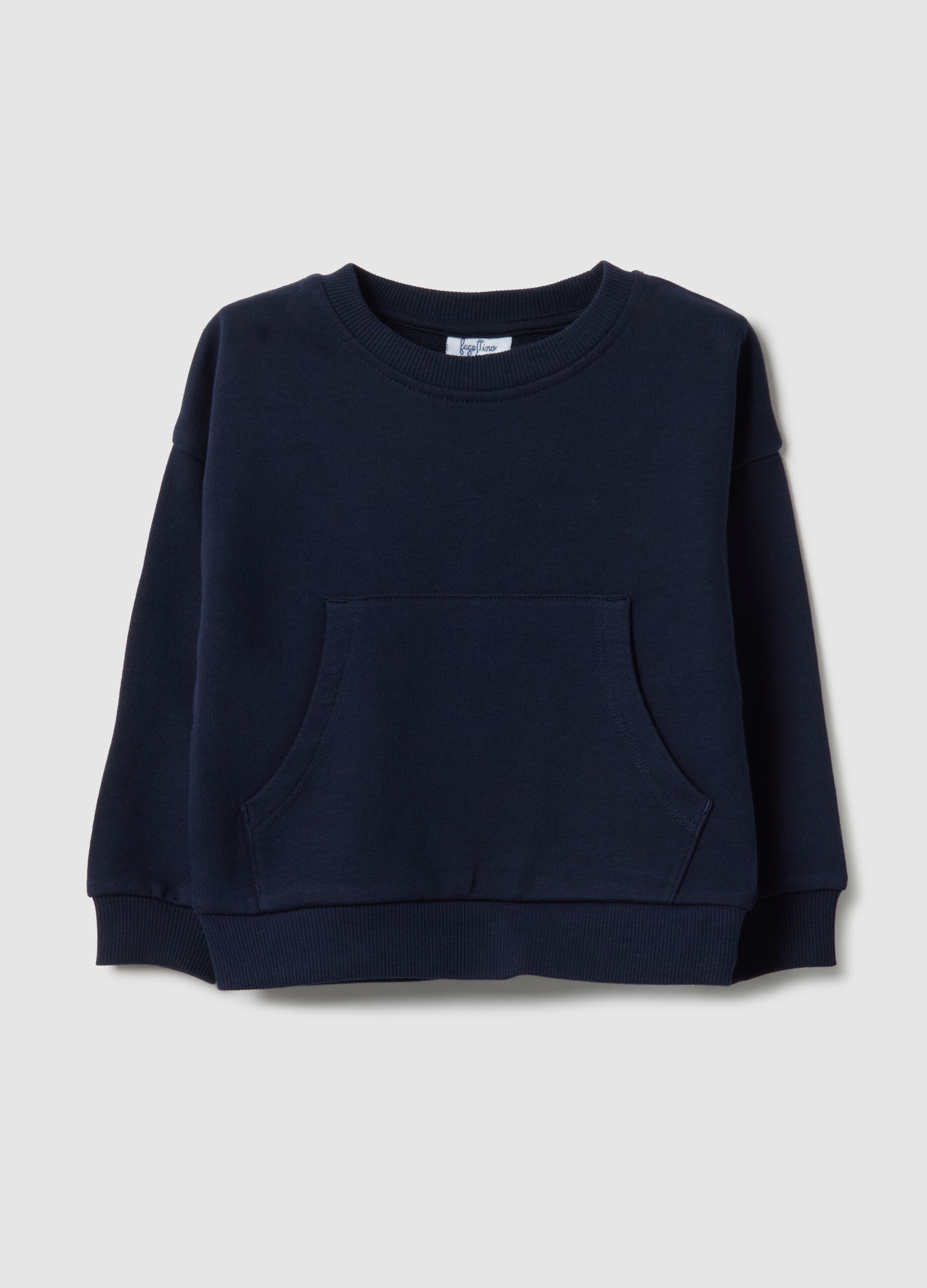 Blaue reine Baumwolle-Sweatshirt f&uuml;r Kinder, Regular Fit mit Tasche