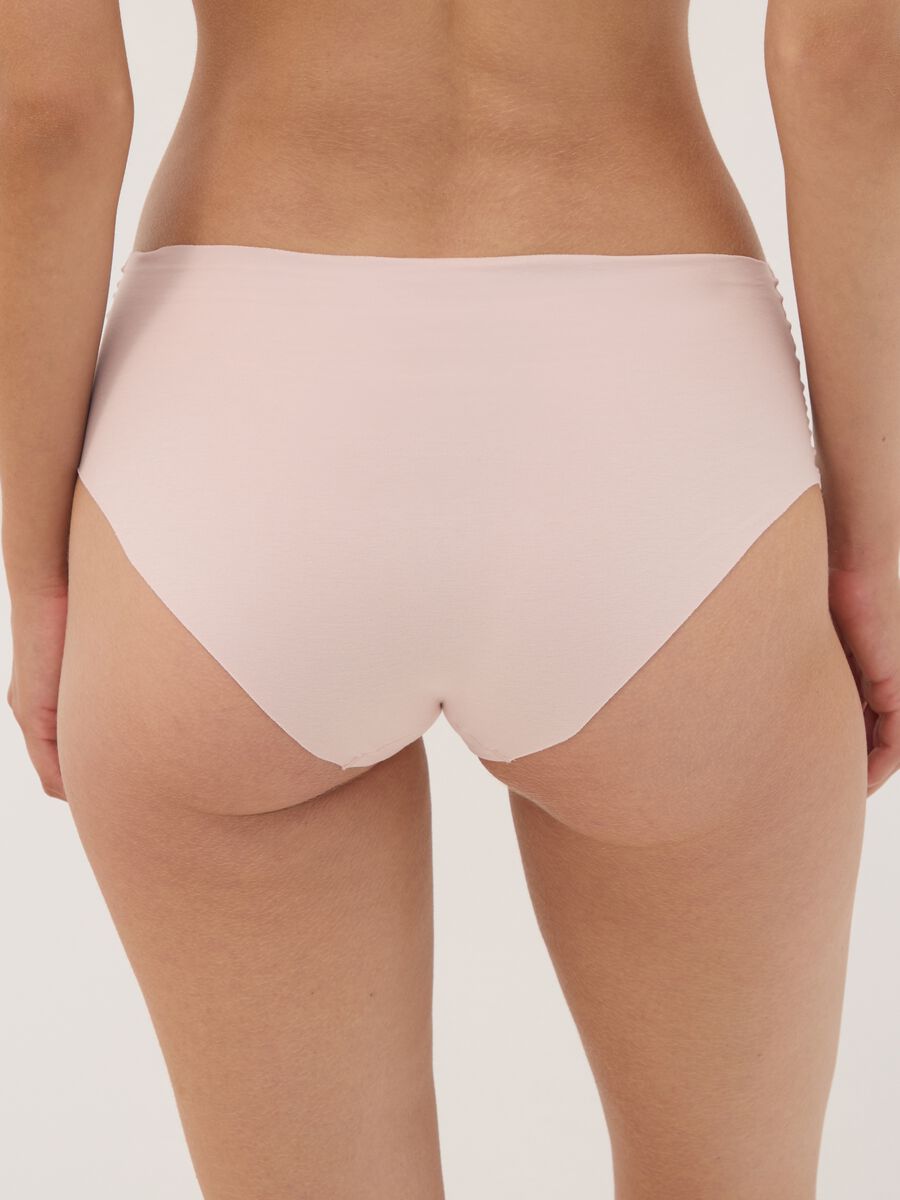 High-waisted pink briefs in stretch organic cotton_2