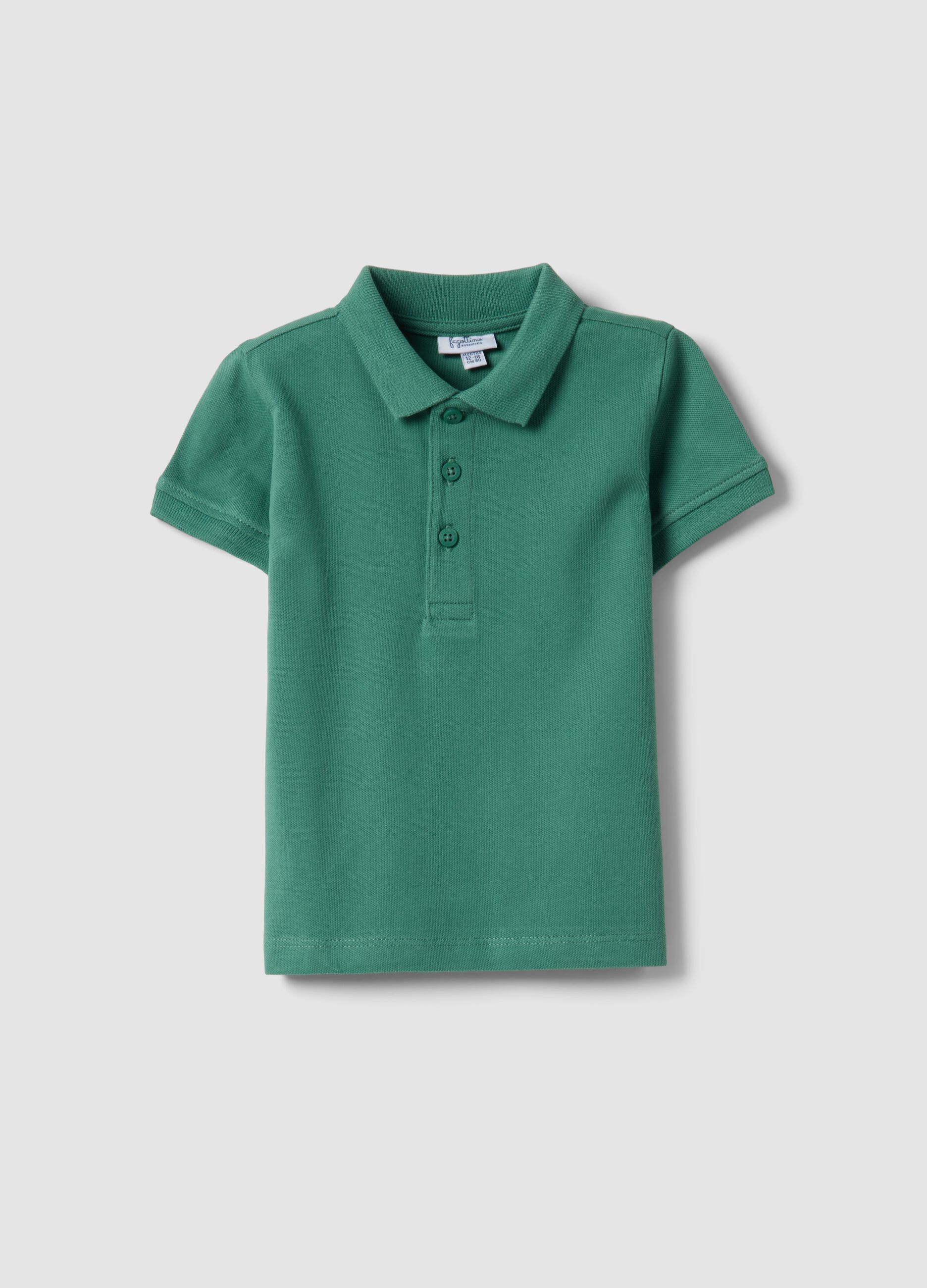 Boys&rsquo; green organic cotton polo shirt, regular fit