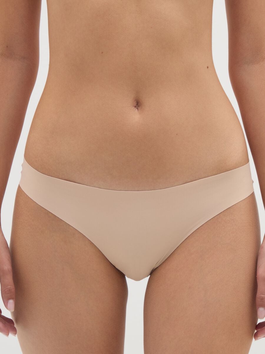 Regular fit beige stretch blend briefs_1