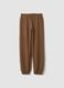 Brown jogger trousers in organic cotton and viscose blend for girls_3