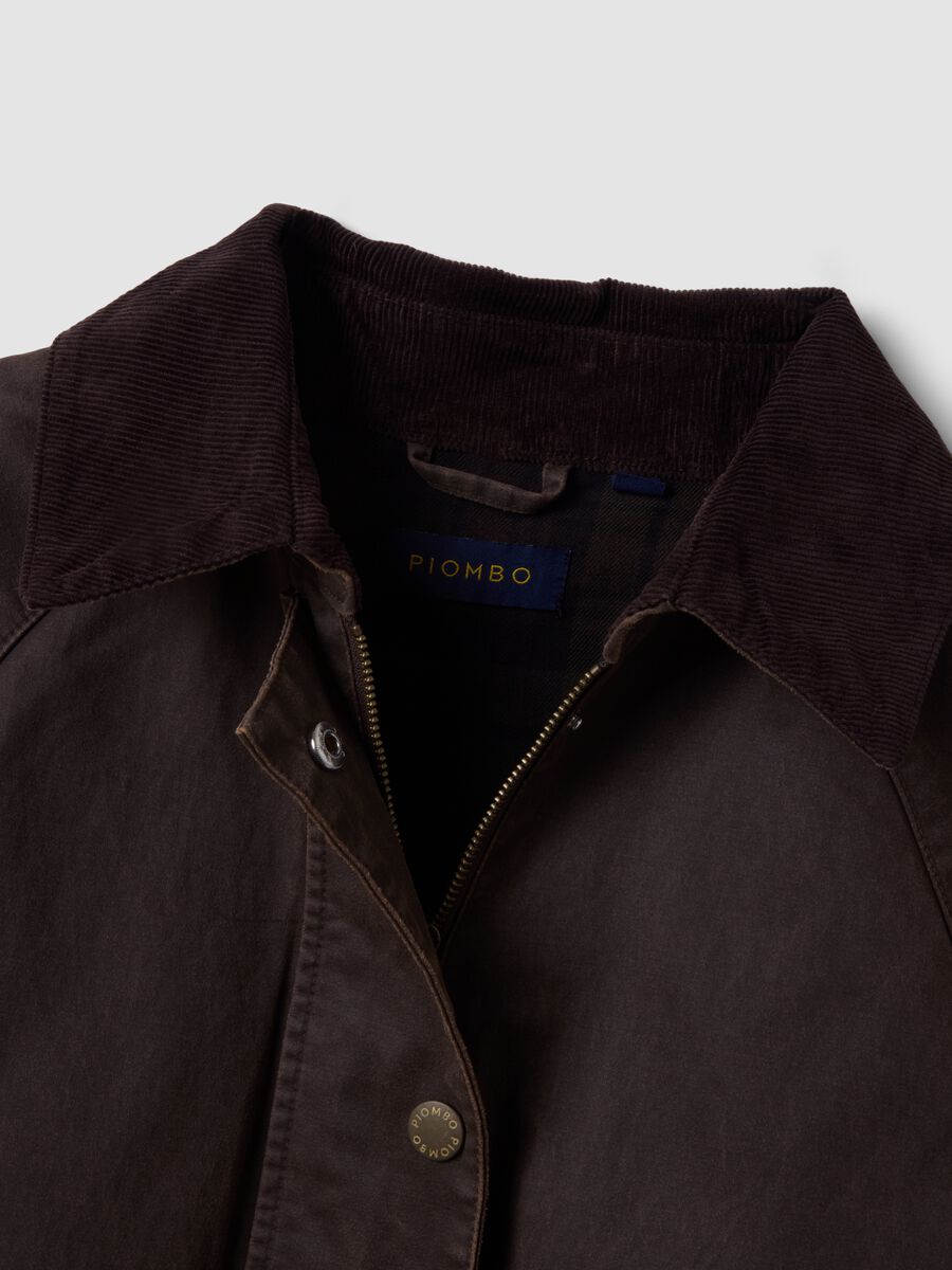 Brown cotton-blend parka with velvet collar_1