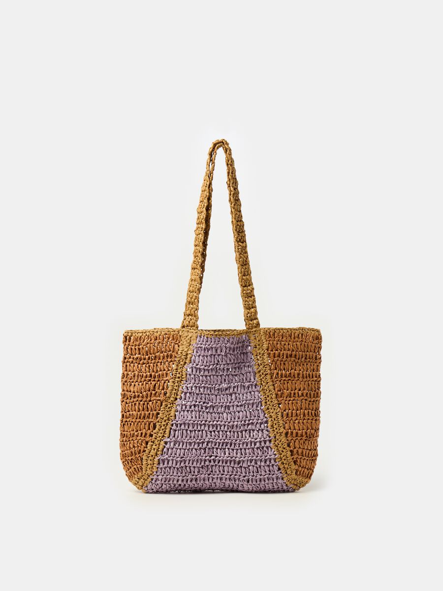 Two-tone straw shopping bag_0