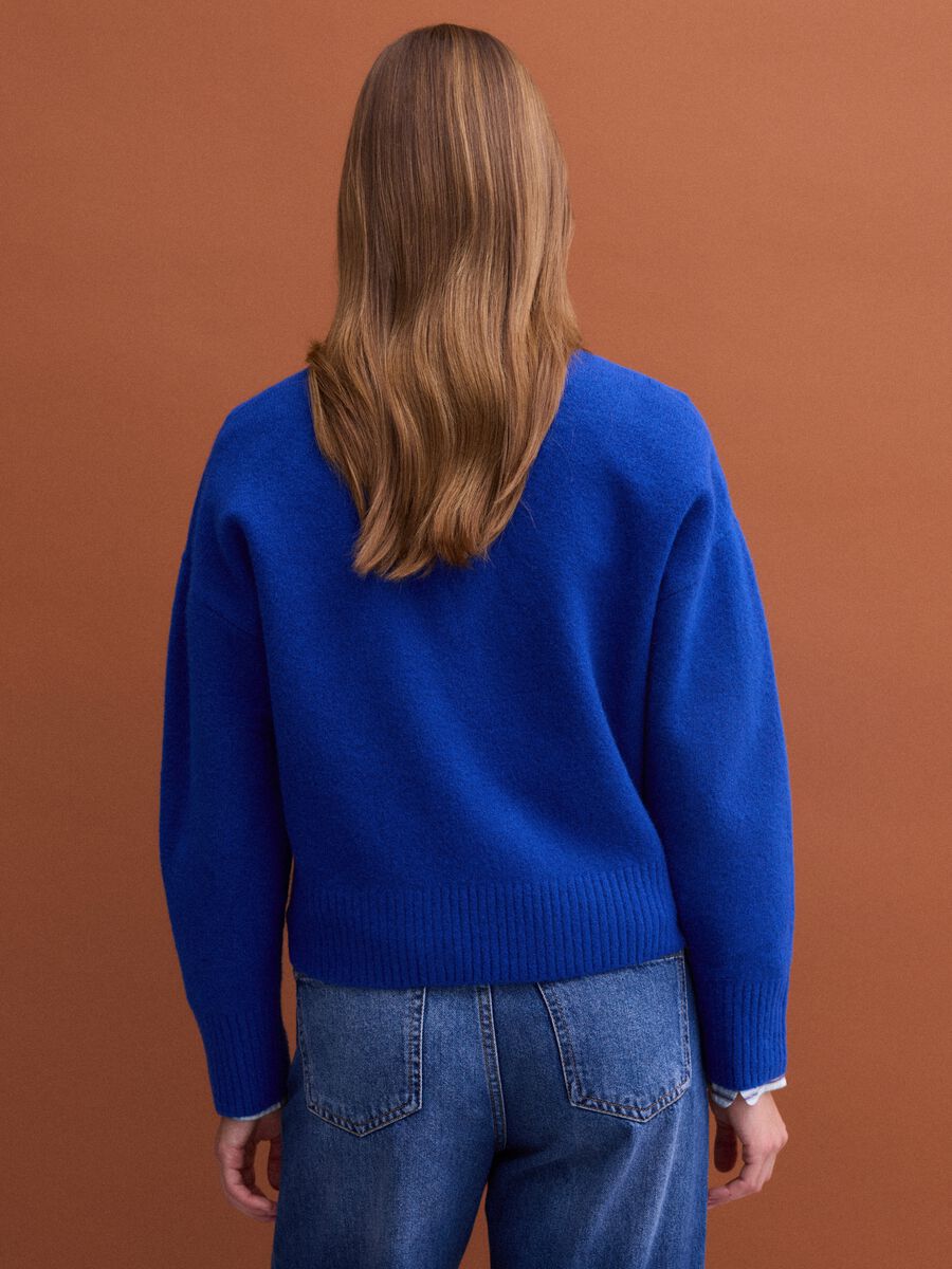 Royal blue crew-neck jumper in stretch wool_3
