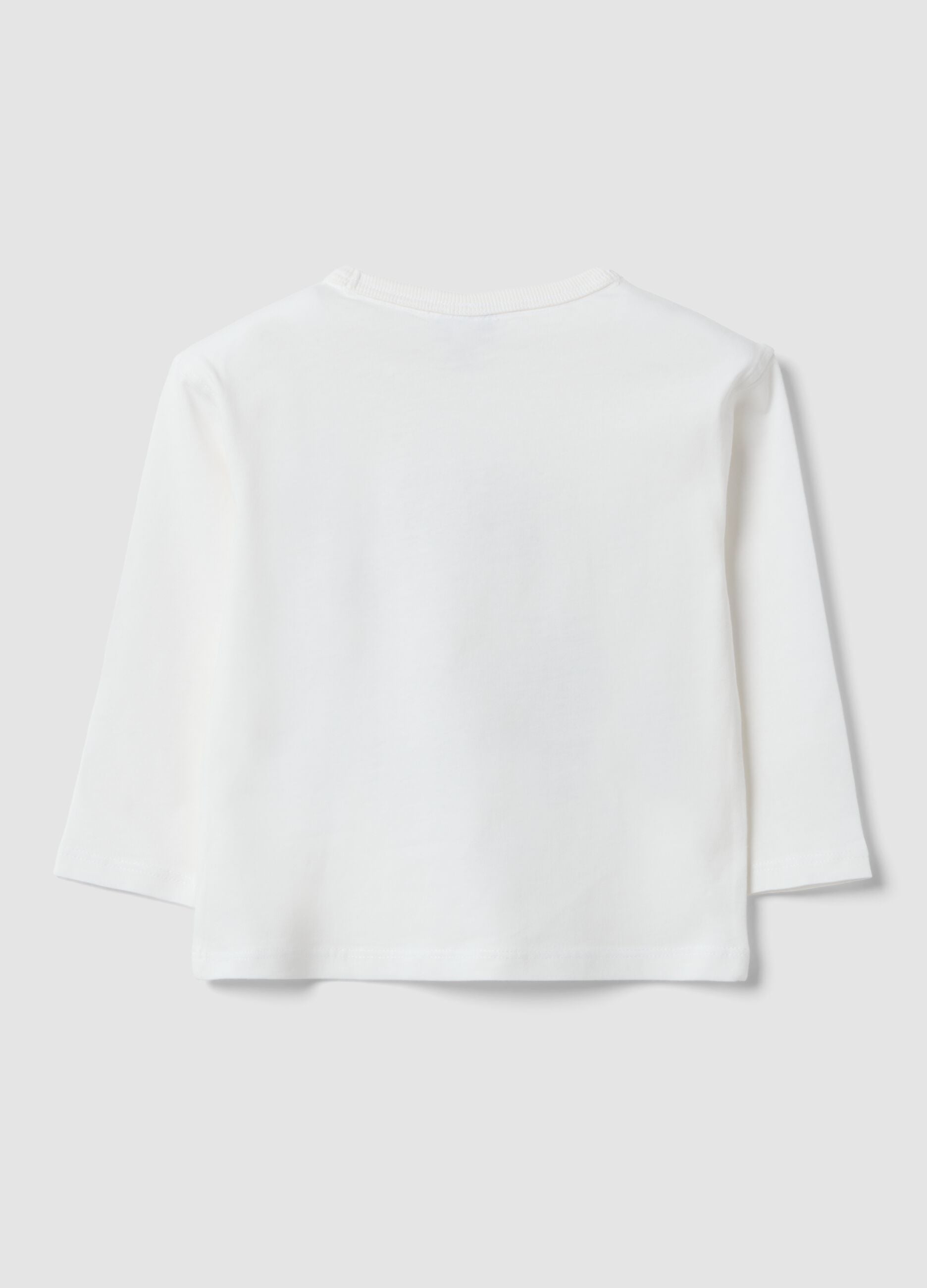 White organic cotton T-shirt with puppy print for boys