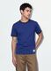 Blue fitted pure cotton T-shirt with contrast trims_1