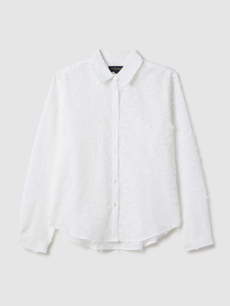 White oversized pure cotton shirt with floral embroidery_4