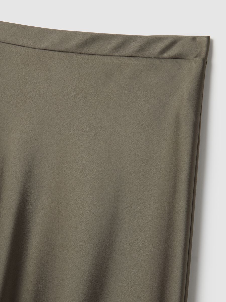 Grey satin skirt with regular fit and elastic waist_5