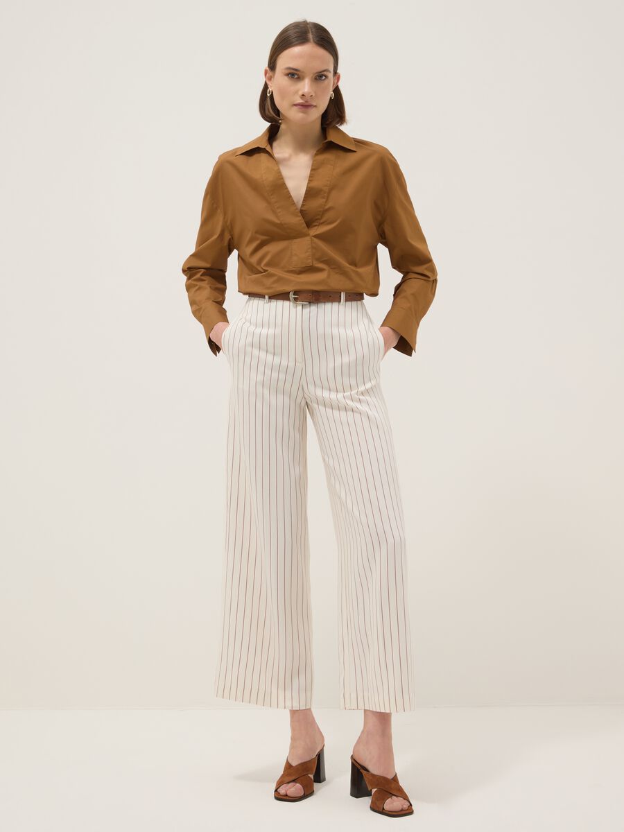 Multicolour Striped Viscose Blend Trousers with Oversized Fit_0