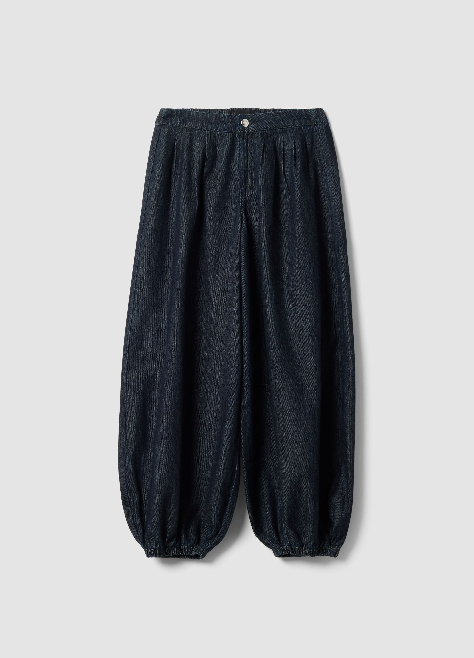 Blue pure cotton balloon-fit denim jeans