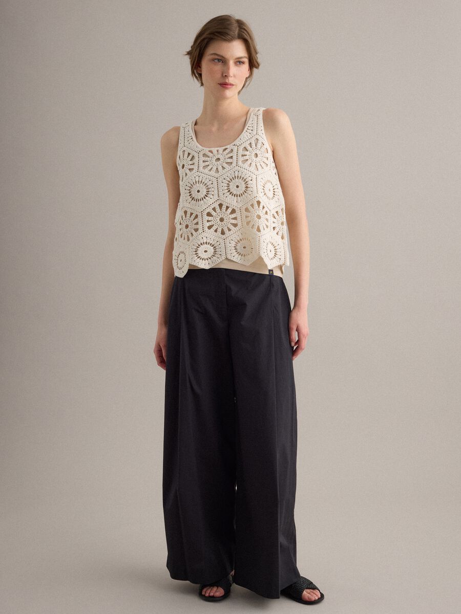 Beige pure cotton crochet tank top_2