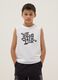 White organic cotton vest top with print_0