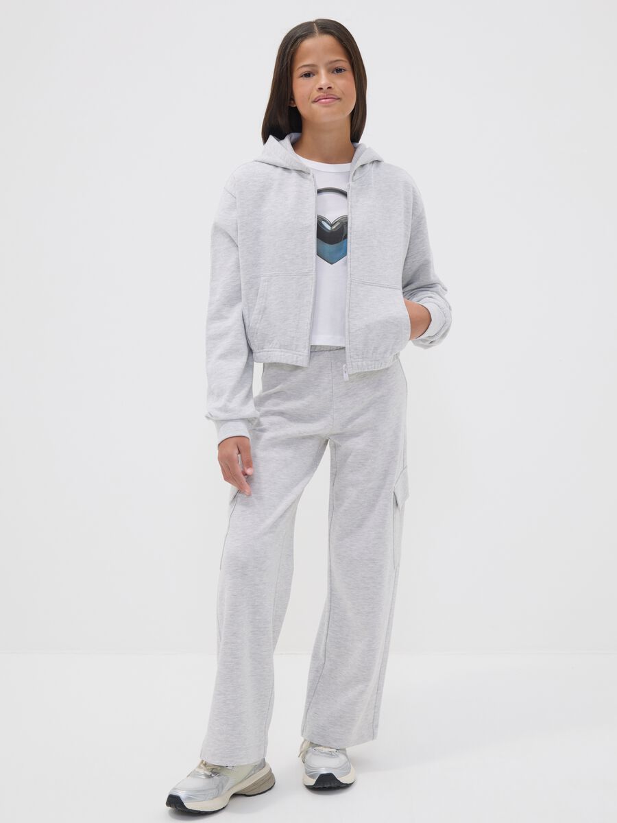 Pantaloni cargo grigi culotte in puro cotone per ragazza_0