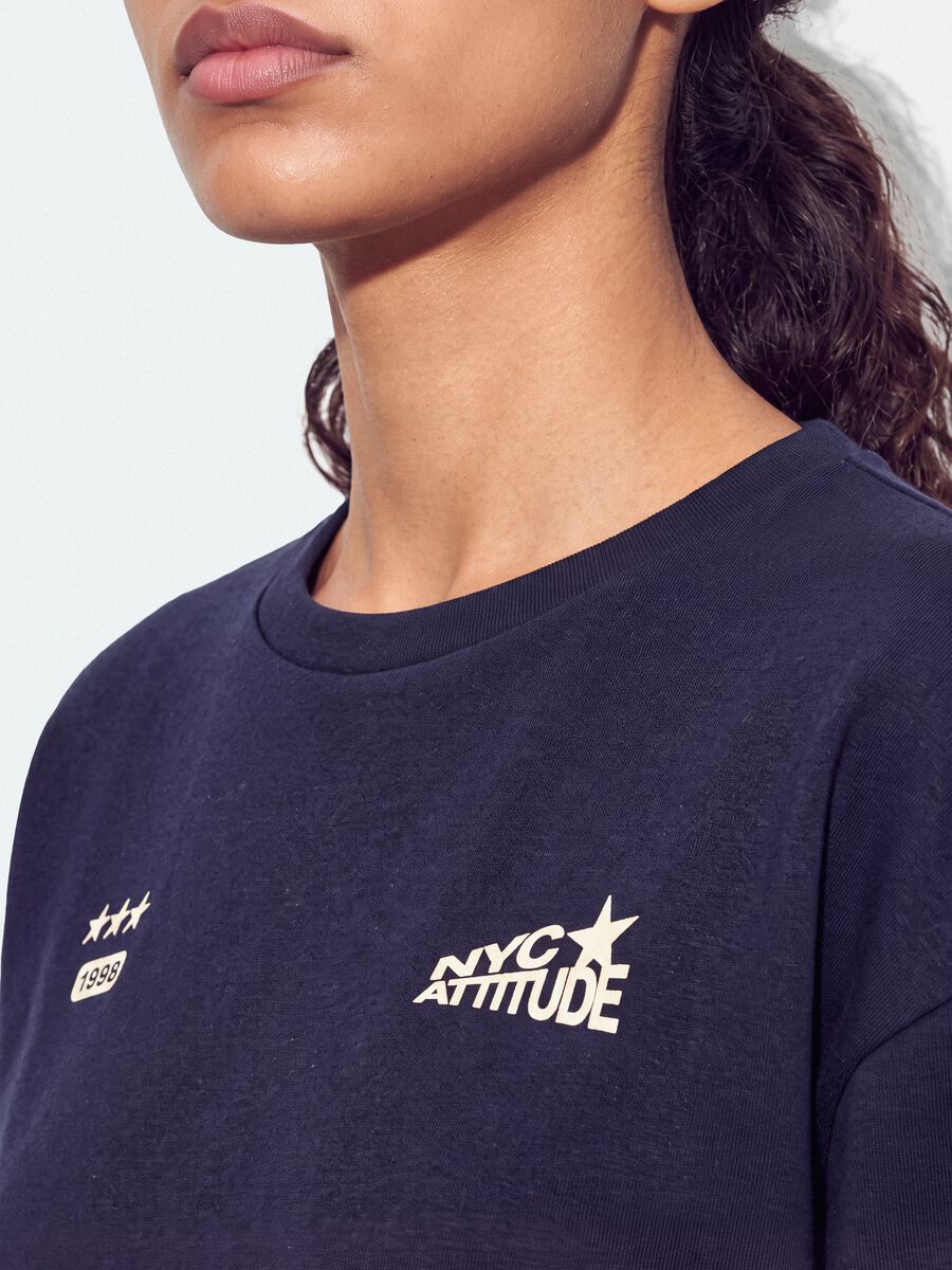 Blue cotton-blend crew-neck sweatshirt with print_2