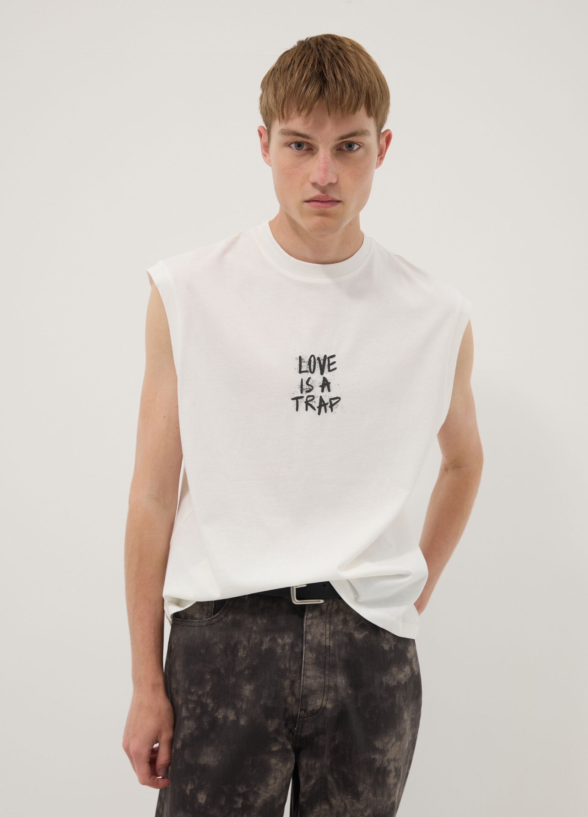 White pure cotton tank top