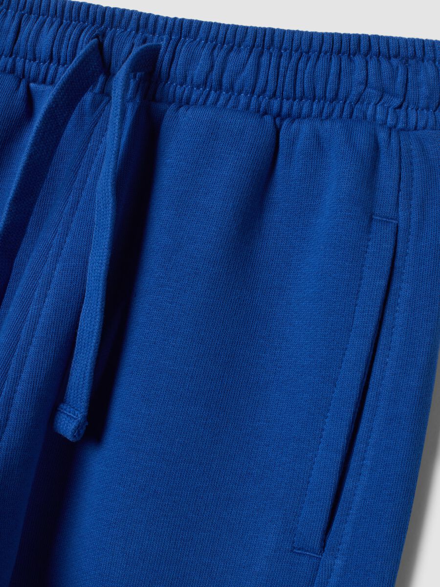 Pantaloni jogger blu in puro cotone organico con stampa_3