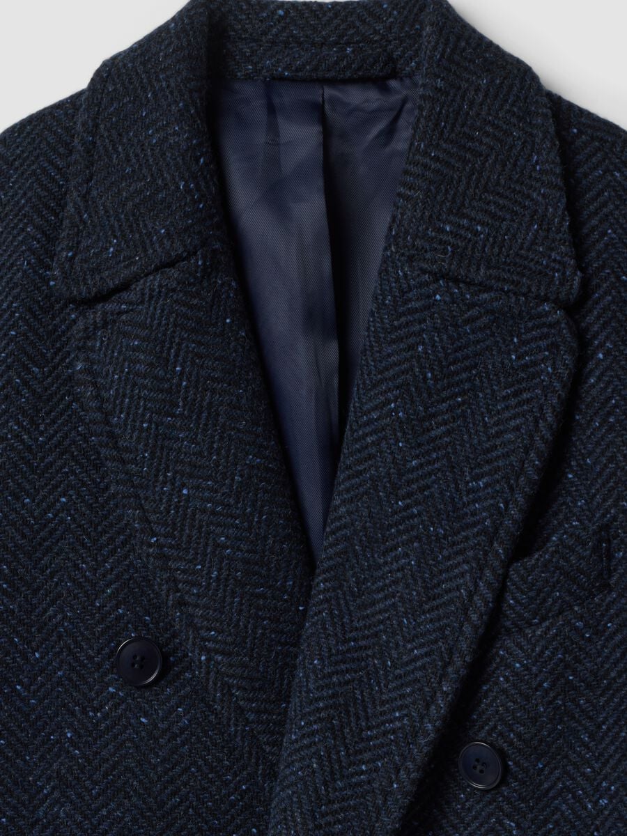 Cappotto blu indigo in misto lana e viscosa_1