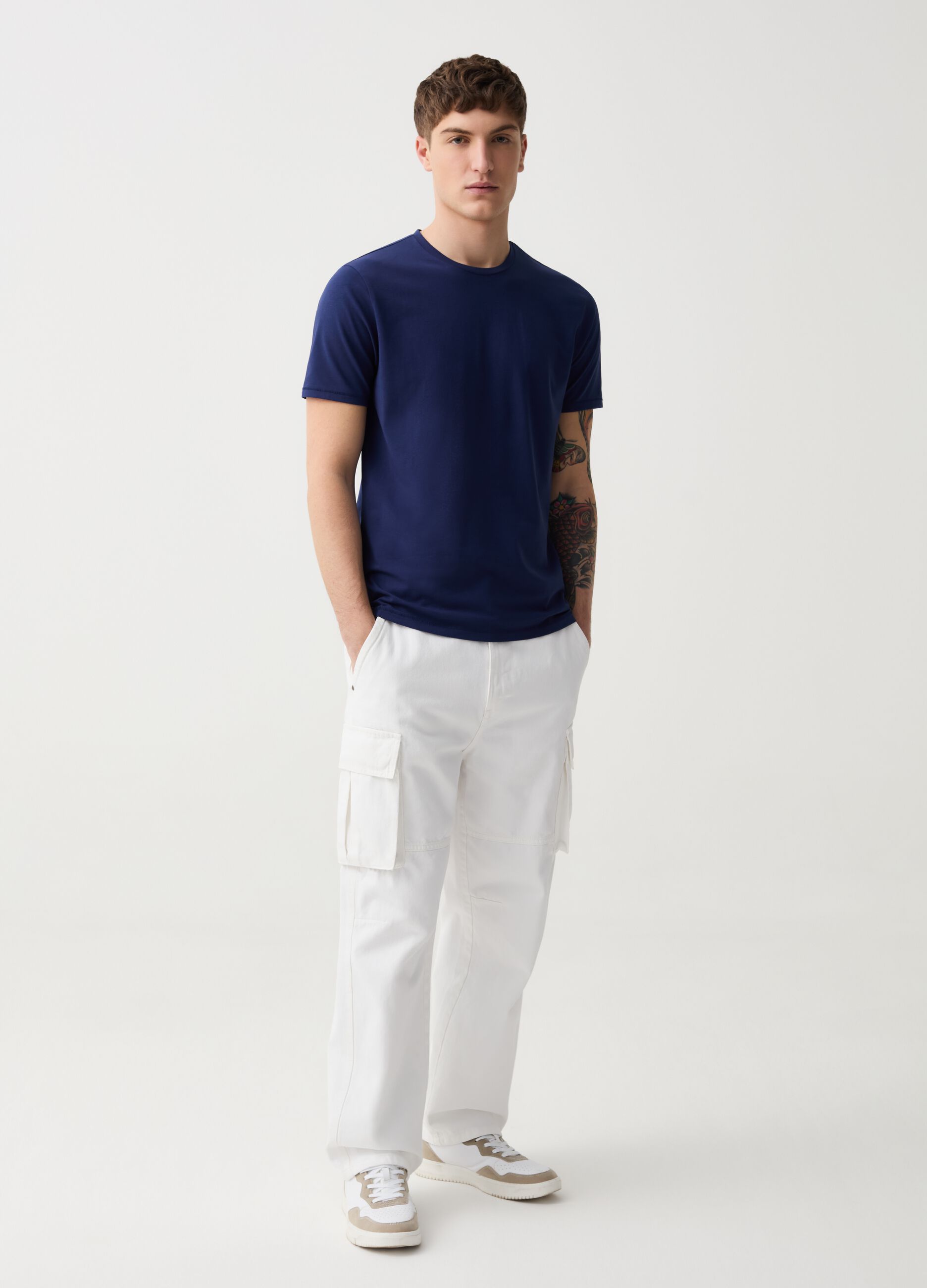 Slim-fit T-shirt in stretch organic cotton