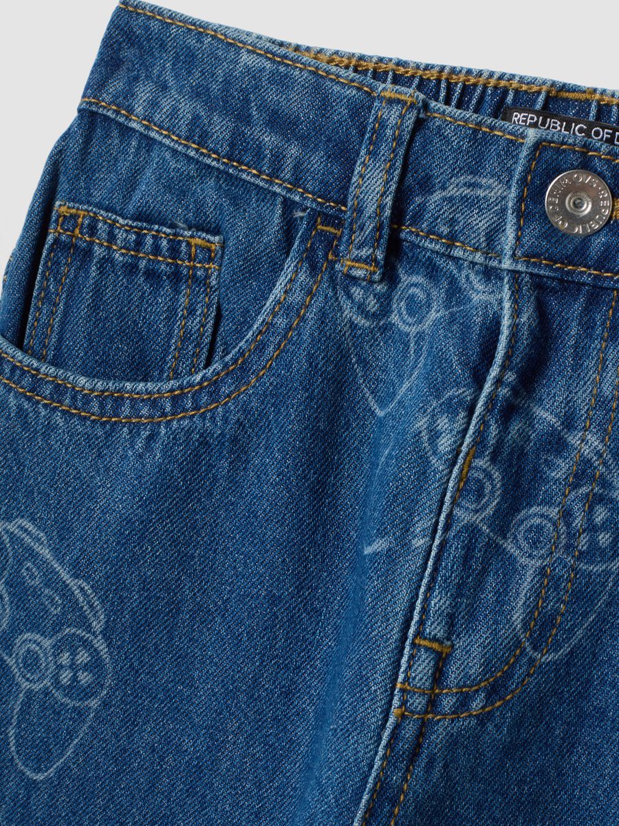 Cotton-viscose blend denim jeans with gaming print_2