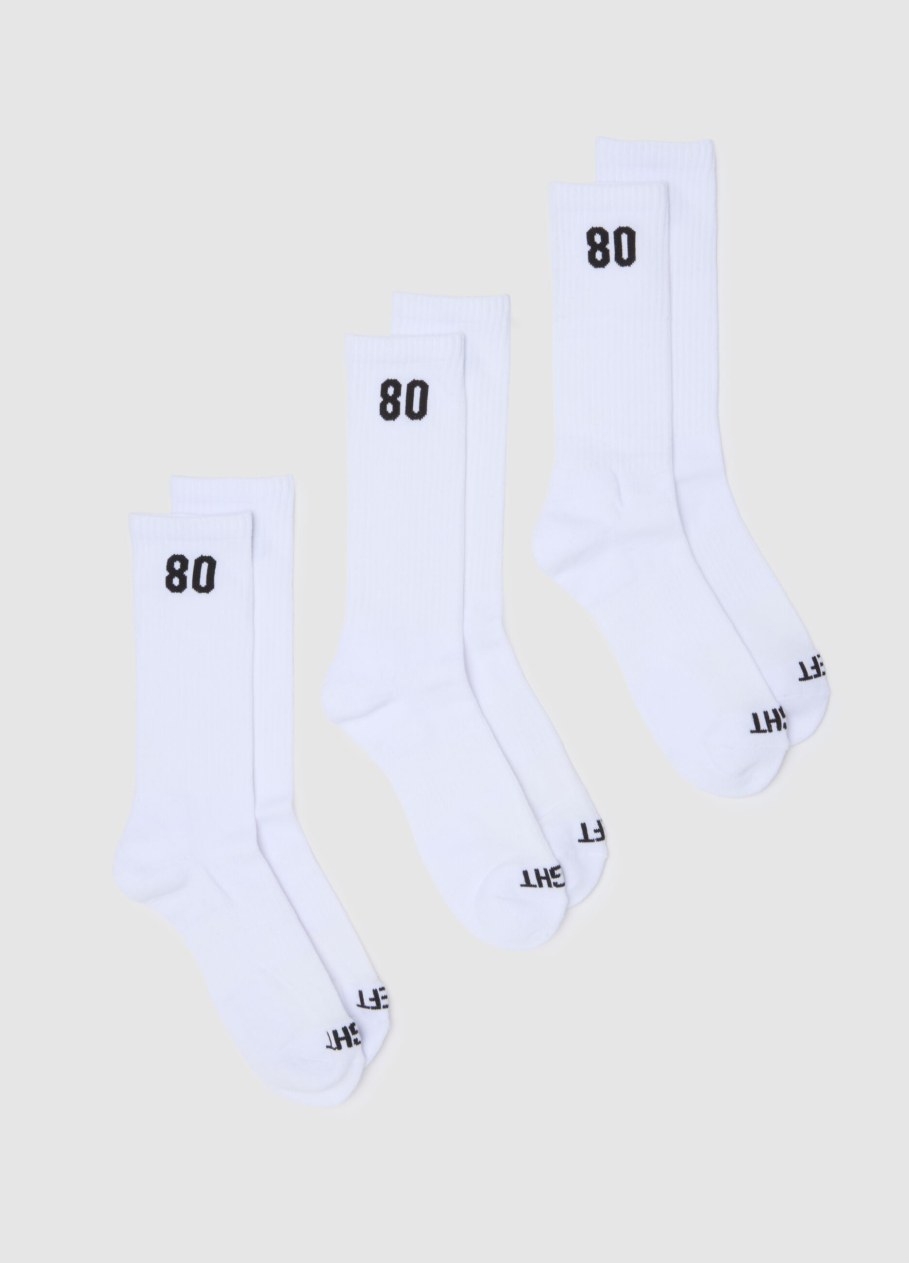 White Stretch Cotton Blend Sports Socks Tripack