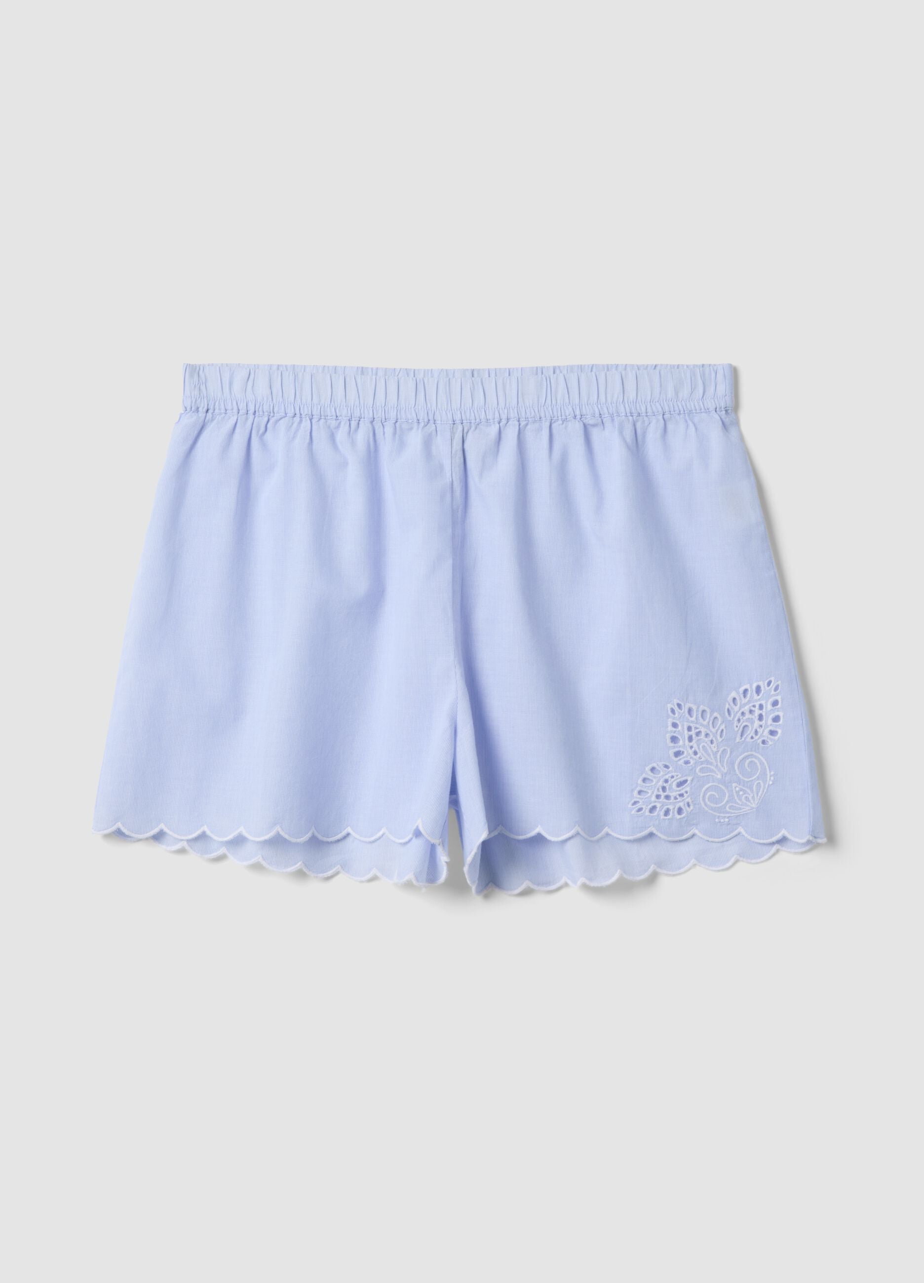 Hellblaue Pyjama-Shorts aus Bio-Baumwolle
