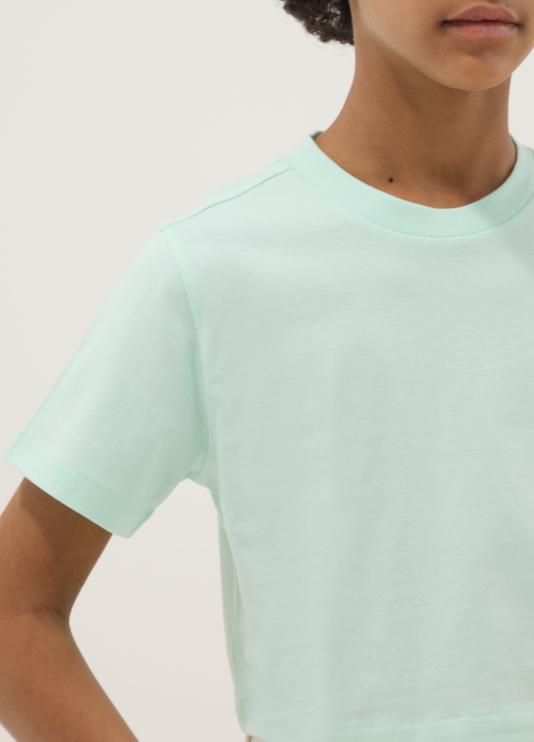 Girls' Green Boxy Fit Pure Cotton T-shirt